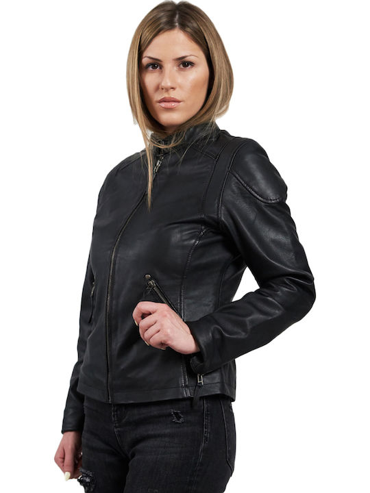 Emma Damen Bikerjacke Schwarz LS-0023