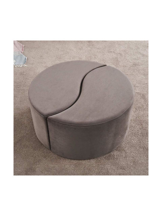 Stool For Living Room Upholstered with Velvet Alis Light grey 80x80x40cm