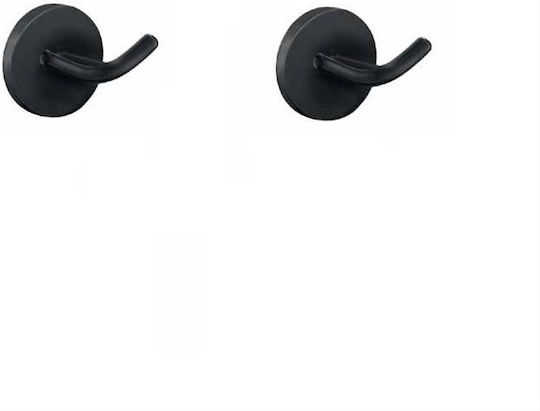 Viospiral Novo Verso Double Wall-Mounted Bathroom Hook 6x7cm Black Viospiral Novo Verso Double Wall-Mounted Bathroom Hook 6x7cm Black