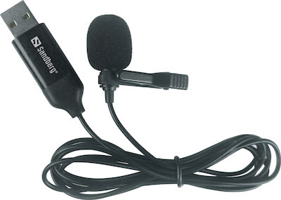 Sandberg Electret USB Microphone Streamer USB Clip Microphone Lapel