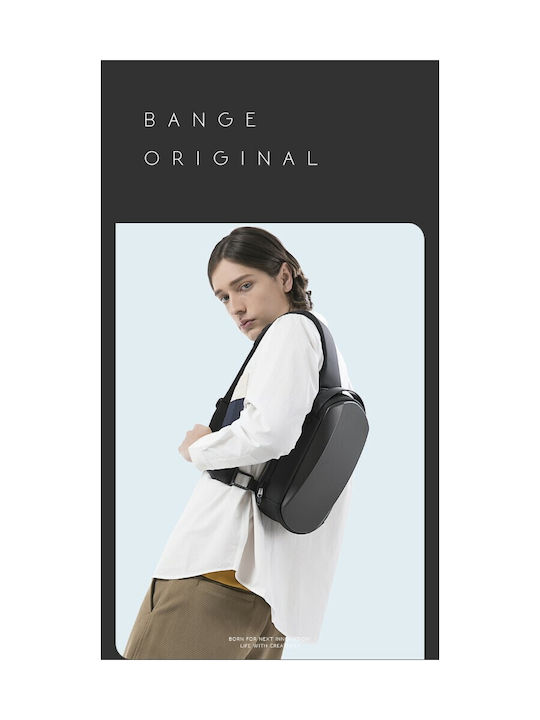 Bange Sling Bag with Zipper, Internal Compartments & Adjustable Strap Black 19x5x31cm