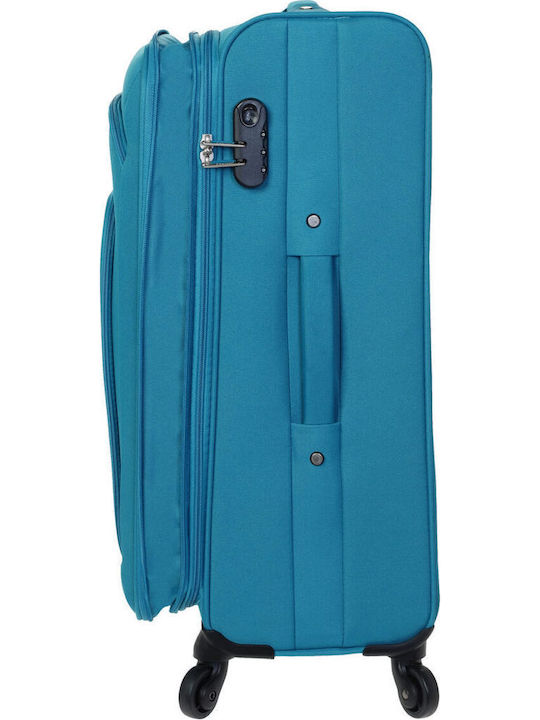 Diplomat Large The Quattre Collection Large Fabric Suitcase Aqua With 4 Wheels Height 78cm