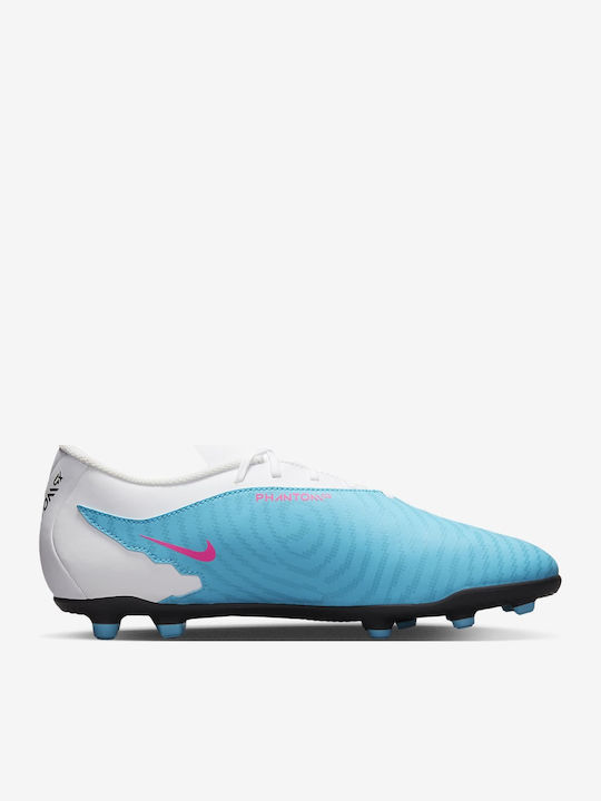Nike Phantom GX Club Pantofi de Fotbal cu crampoane Albastru Baltic / Alb / Albastru Laser / Roz Exploziv