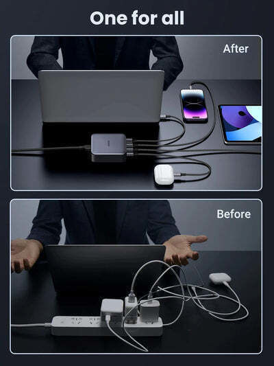 Ugreen GaN Charging Station with USB-A Port and 3 USB-C Ports 100W Power Delivery / Quick Charge 4.0 in Black (Nexode CD328)