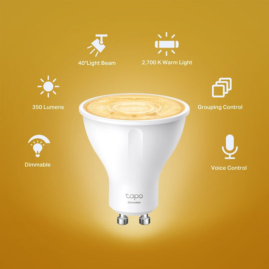 TP-LINK Smart Λάμπες v1 LED 2.9W για Ντουί GU10 Ρυθμιζόμενο Λευκό 350lm Dimmable 4τμχ