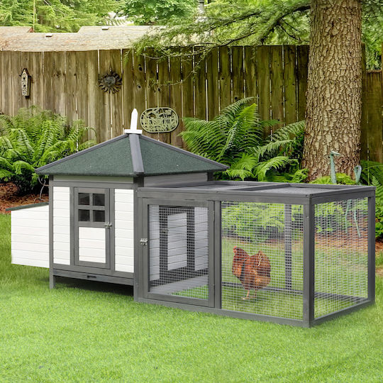 Pawhut Wooden Poultry Coop L1.96 x W0.97 x H0.76m