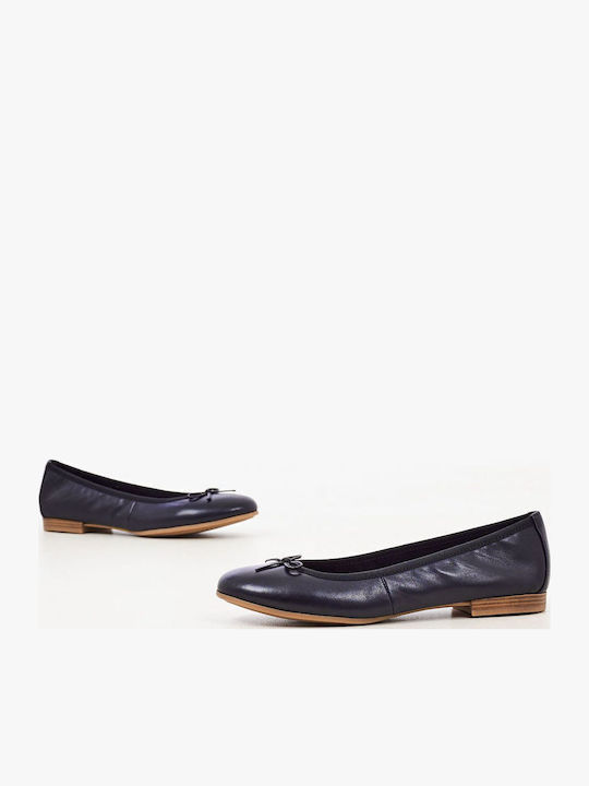 Leather Ballerinas Navy Blue