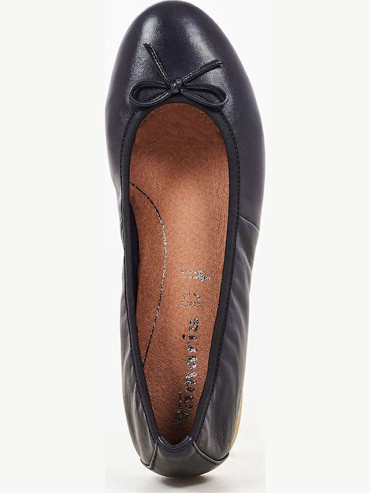 Leather Ballerinas Navy Blue