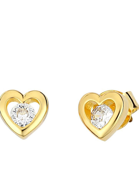 Prince Silvero Heart Set with Necklace , Earrings & Ring from Silver Gold Plated with Stones
