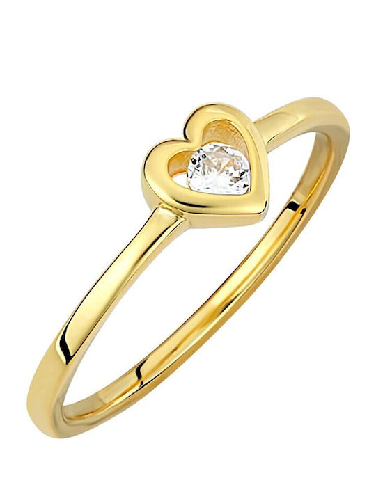Prince Silvero Heart Set with Necklace , Earrings & Ring from Silver Gold Plated with Stones