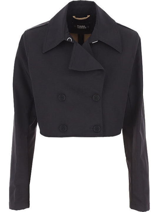 Damen Schwarz Trenchcoat