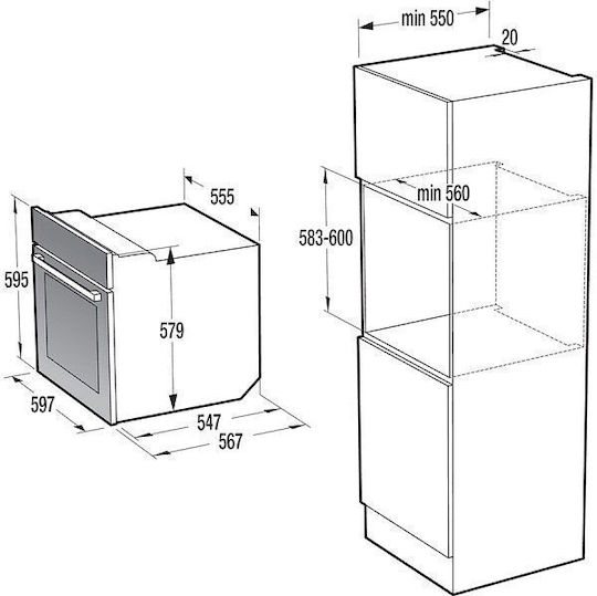 Gorenje Cuptor Deasupra Blatului 77lt L59.5cm.