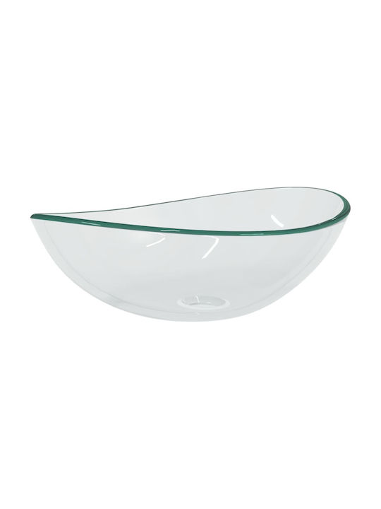 vidaXL Vessel Sink made of Glass 54.5x35cm Transparent