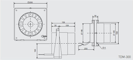 S&P TDM-300 Ventilator Bathroom 150mm White