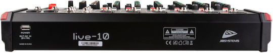 Jb Systems LIVE-10 Αναλογική Κονσόλα 10 Καναλιών με Phantom Power & 6 Εισόδους XLR & Bluetooth SOCON447
