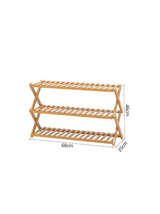 Tpster Schuhorganisator aus Bambus mit 3 Regalen Beiges M68xP25xH46cm