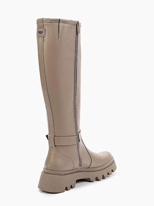 Leather Women's Boots with Zipper Kande Gray