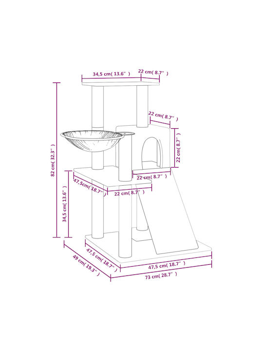 vidaXL Scratching Post Cat Trees Beige 4 levels 73x49x82cm