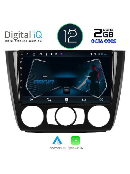 Digital IQ Автомобилна Аудио Система за BMW Серия 1 / E81 / E82 / E87 2004-2013 с Clima (Блутут/USB/AUX/WiFi/GPS/Apple-Carplay/CD) с Тъчскрийн 9"