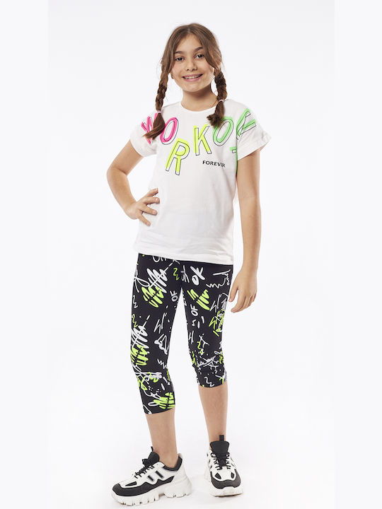 Εβίτα Kinder Set mit Leggings Sommer 2Stück Weiß Work Out