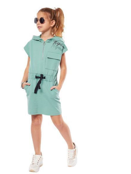 Evita Kids Dress Short Sleeve Turquoise