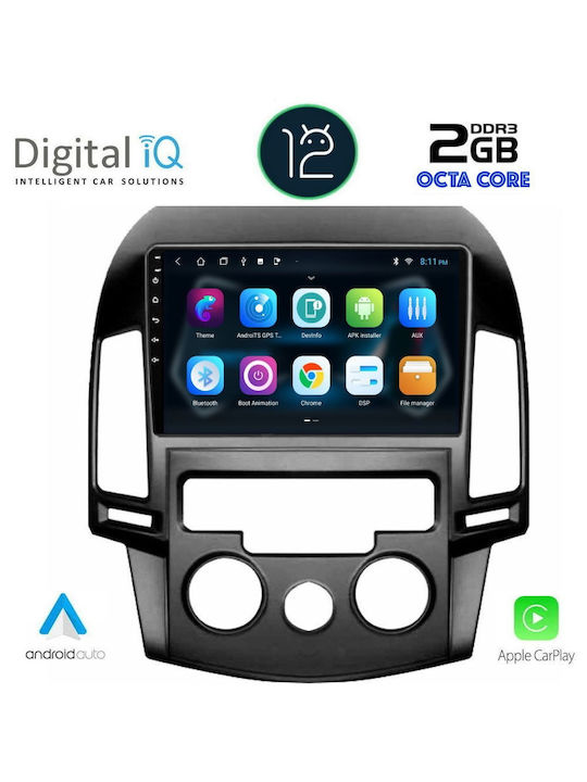 Digital IQ Car Audio System for Hyundai i30 2007-2012 with A/C (Bluetooth/USB/AUX/WiFi/GPS/Apple-Carplay/CD) with Touch Screen 9"