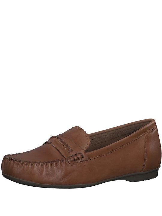 Marco Tozzi Leather Women's Moccasins in Tabac Brown Color