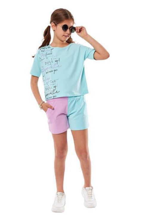 Evita Kids Clothing Set with Turquoise Shorts 2 Pieces