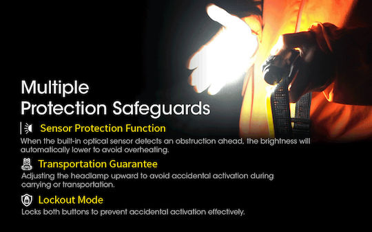 NiteCore Rechargeable Headlamp LED IP68 with Maximum Brightness 1400lm NU43 Yellow