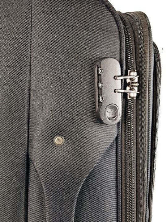 Explorer Luggage 15904 Medium Travel Suitcase Fabric Black with 4 Wheels Height 68cm