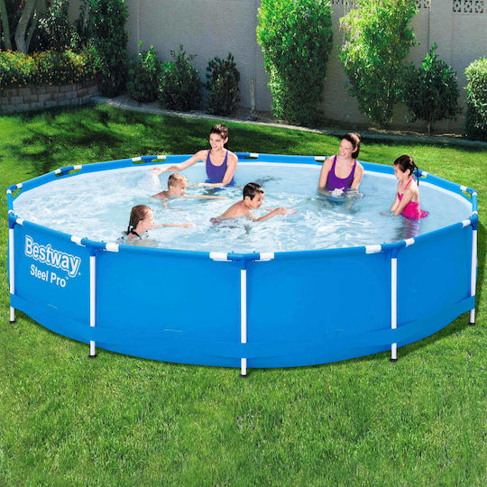 Bestway Steel Pro Кръгъл Басейн 6473л с Метална Рамка 366x76см Син