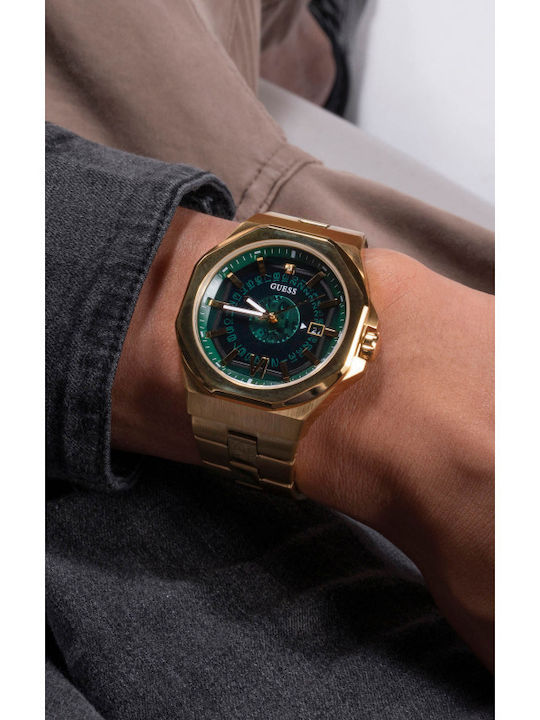 Guess Emperor Men's Watch 42mm Battery with Gold Metal Bracelet