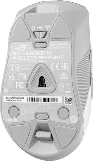 Asus ROG Gladius III AimPoint Ασύρματο Gaming Ποντίκι 36000 DPI Λευκό