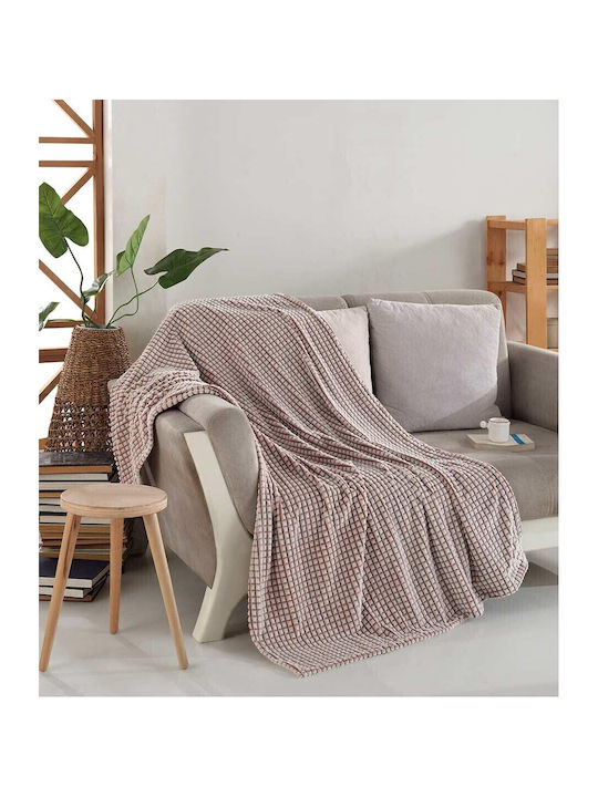 Saray Home Σετ Κουβέρτα Βελουτέ Υπέρδιπλη 220x240εκ. Κεραμιδί