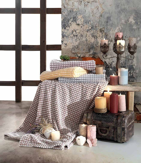 Saray Home Σετ Κουβέρτα Βελουτέ Υπέρδιπλη 220x240εκ. Κεραμιδί