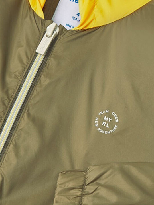Kids' Casual Jacket Short Windproof with Hood Khaki
