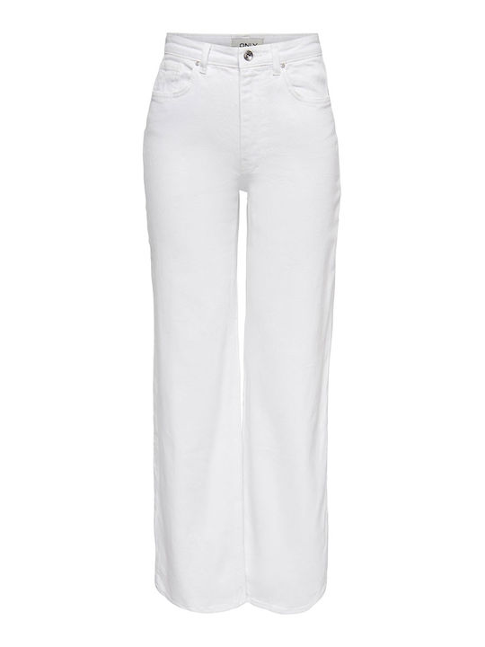 Wide Women's Jean Trousers in Wide Line White