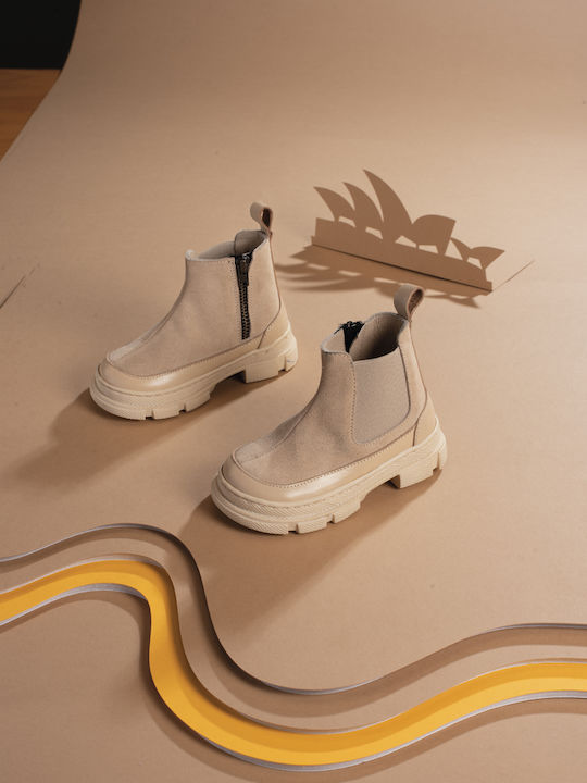 Kids Boots with Zipper Beige