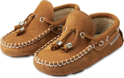 Babywalker Baptism Leather Moccasins Tabac