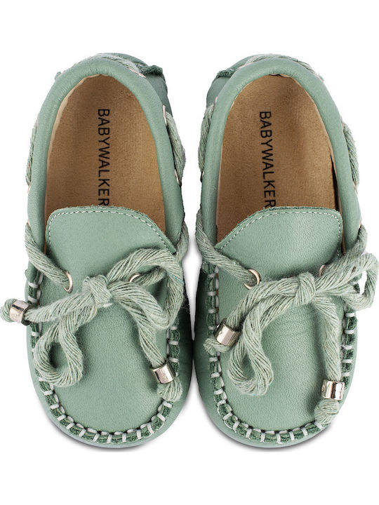 Babywalker Pantofi De Botez Din Piele Mocasini Verzi