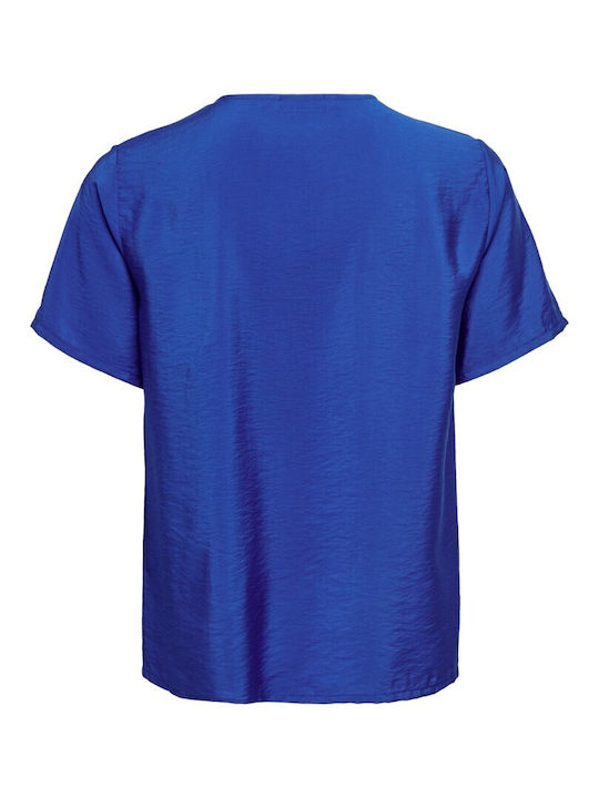Only Kurzärmelig Damen Hemd Blau