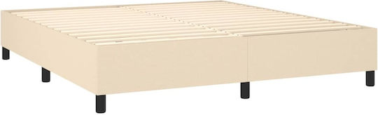 Doppelbett Bezogen Mit Stoff Creme Mit Lattenrost & Matratze 160x200cm