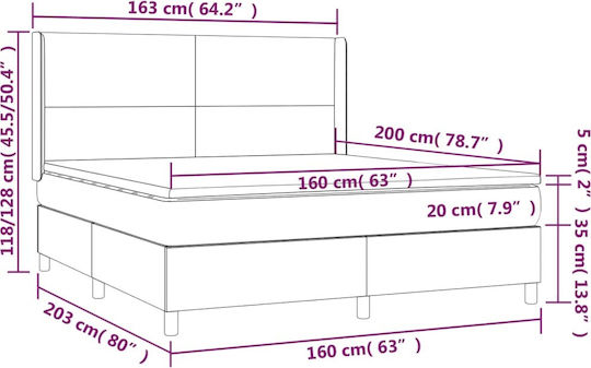 Doppelbett Bezogen Mit Stoff Creme Mit Lattenrost & Matratze 160x200cm