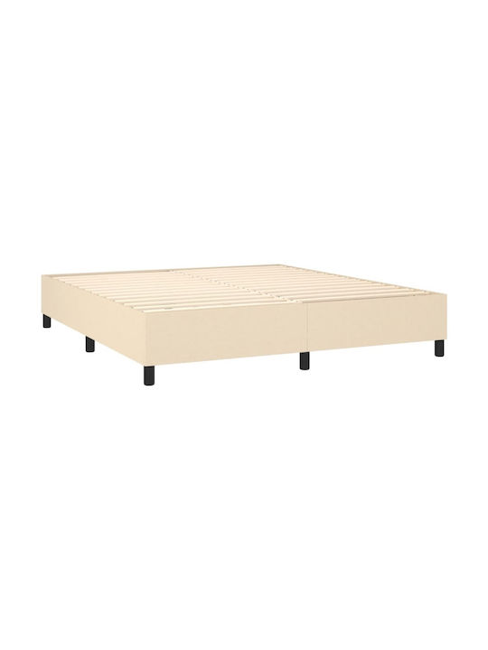 Легло Куинсайз Дървено Крем с Ламели & Матрак 160x200см