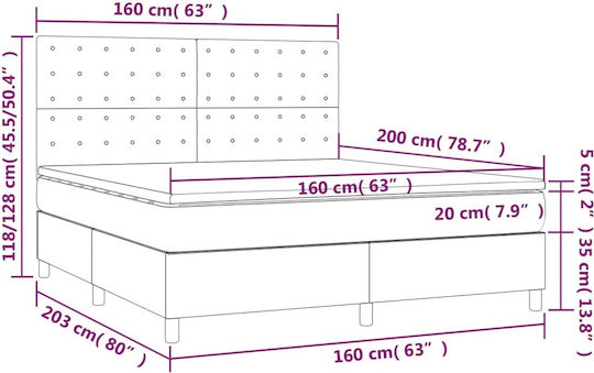 Bett Übergröße Mit Stoff bezogen Blue mit Latten & Matratze 160x200cm