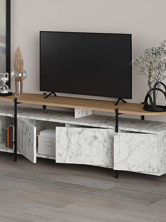 Έπιπλο Τηλεόρασης Hanley Λευκό Μ160xΠ35.6xΥ48cm