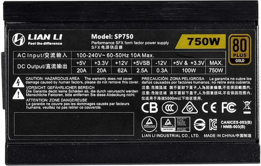 Lian Li SP750B 750W Black Computer Power Supply Full Modular 80 Plus Gold