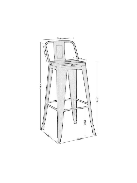 Scaun Metalic Pentru Bar Exterior Relix Negru 44x44x96cm
