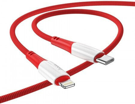 Hoco X70 Плетена USB-C към Lightning кабел 20W Червен 1м