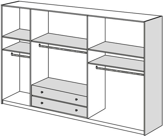 Five Door Wardrobe with Loft Ashtray 252x60x233cm